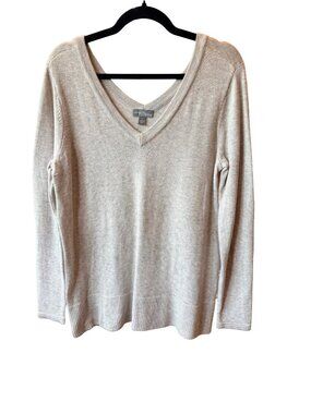 Market & Spruce V-Neck V-Back Sweater Light Gray L
